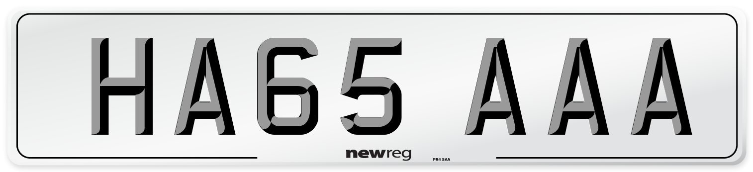 HA65 AAA Number Plate from New Reg
